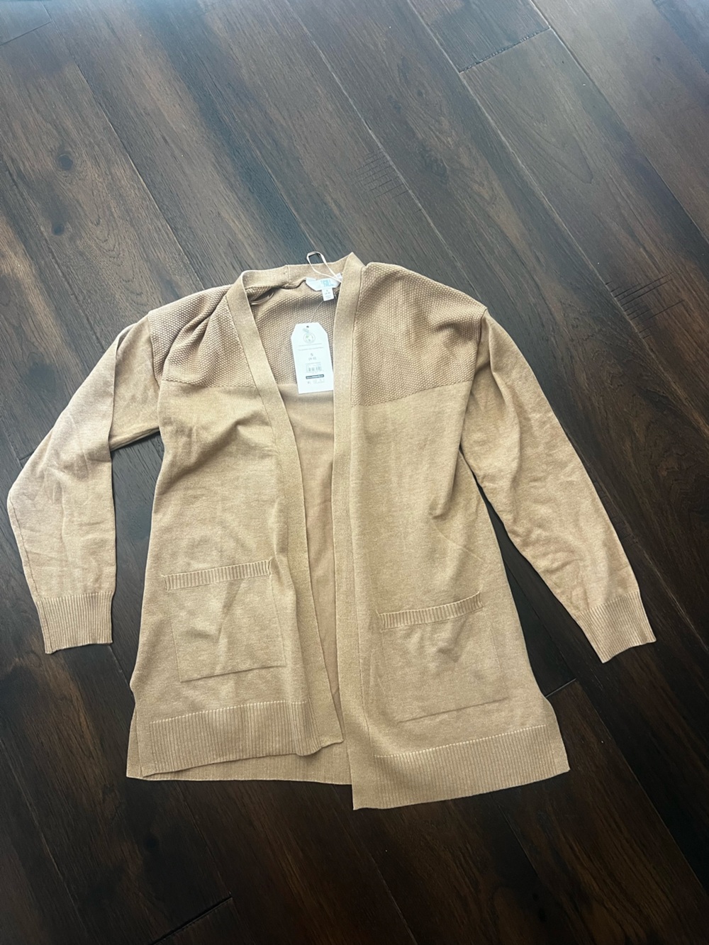 Women's Open-Front Camel Cardigan Jacket